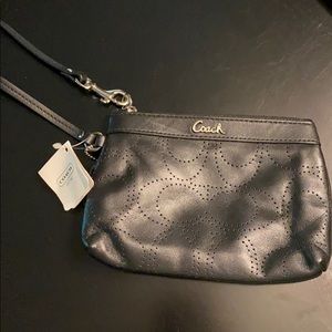 Black leather Coach Wristlet